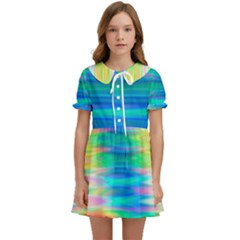 Wave Rainbow Bright Texture Kids  Sweet Collar Dress by Semog4