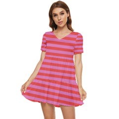 Stripes-striped-design-pattern Tiered Short Sleeve Babydoll Dress by Semog4