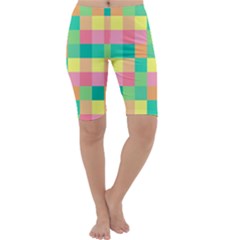 Checkerboard-pastel-squares- Cropped Leggings 