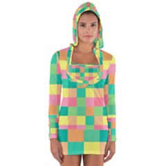 Checkerboard-pastel-squares- Long Sleeve Hooded T-shirt by Semog4