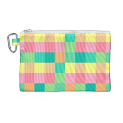 Checkerboard-pastel-squares- Canvas Cosmetic Bag (large) by Semog4