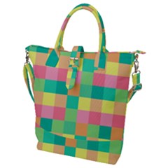 Checkerboard-pastel-squares- Buckle Top Tote Bag by Semog4