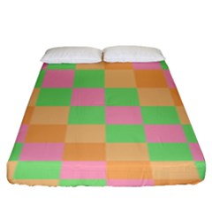 Checkerboard-pastel-squares Fitted Sheet (king Size) by Semog4