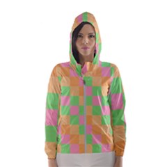 Checkerboard-pastel-squares Women s Hooded Windbreaker by Semog4