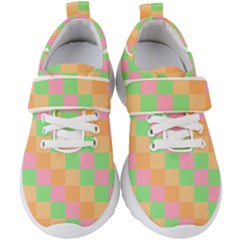 Checkerboard-pastel-squares Kids  Velcro Strap Shoes by Semog4