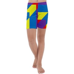 Colorful-red-yellow-blue-purple Kids  Lightweight Velour Capri Yoga Leggings by Semog4