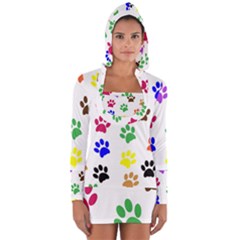 Pawprints-paw-prints-paw-animal Long Sleeve Hooded T-shirt