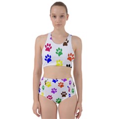 Pawprints-paw-prints-paw-animal Racer Back Bikini Set by Semog4