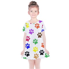 Pawprints-paw-prints-paw-animal Kids  Simple Cotton Dress