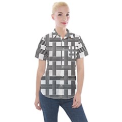 Seamless-stripe-pattern-lines Women s Short Sleeve Pocket Shirt