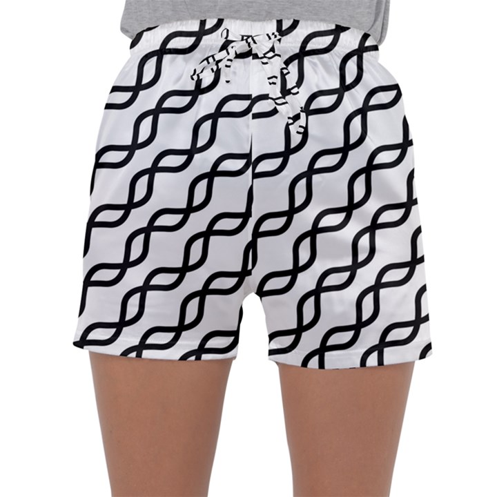 Diagonal-stripe-pattern Sleepwear Shorts