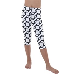 Diagonal-stripe-pattern Kids  Lightweight Velour Capri Leggings 