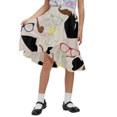 Moustache-hat-bowler-bowler-hat Kids  Ruffle Flared Wrap Midi Skirt