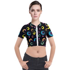 Abstract-background-retro-60s-70s Short Sleeve Cropped Jacket