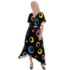 Abstract-background-retro-60s-70s Cross Front Sharkbite Hem Maxi Dress by Semog4