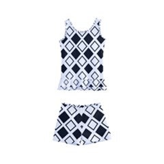 Square-diagonal-pattern-monochrome Kids  Boyleg Swimsuit by Semog4