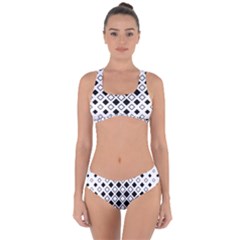 Square-diagonal-pattern-monochrome Criss Cross Bikini Set by Semog4