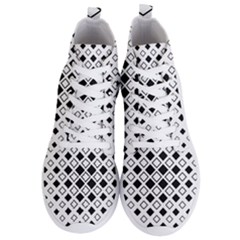 Square-diagonal-pattern-monochrome Men s Lightweight High Top Sneakers by Semog4