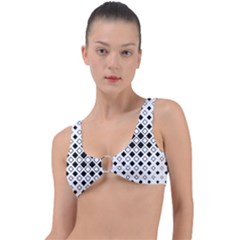 Square-diagonal-pattern-monochrome Ring Detail Bikini Top by Semog4