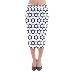 Pattern-star-repeating-black-white Velvet Midi Pencil Skirt