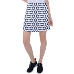 Pattern-star-repeating-black-white Tennis Skirt