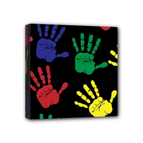 Handprints-hand-print-colourful Mini Canvas 4  X 4  (stretched) by Semog4