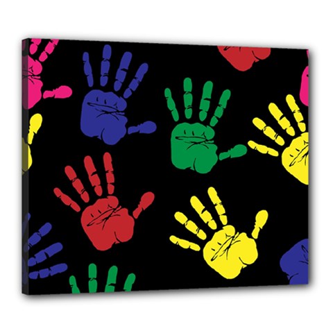 Handprints-hand-print-colourful Canvas 24  X 20  (stretched) by Semog4