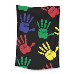 Handprints-hand-print-colourful Small Tapestry by Semog4