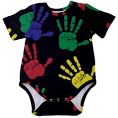 Handprints-hand-print-colourful Baby Short Sleeve Bodysuit by Semog4