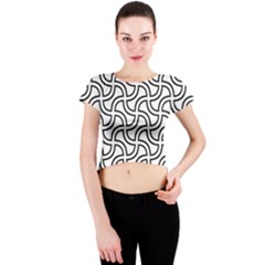 Pattern-monochrome-repeat- Crew Neck Crop Top by Semog4