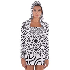 Pattern-monochrome-repeat- Long Sleeve Hooded T-shirt