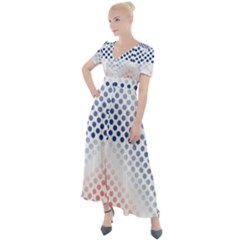 Dots-pointillism-abstract-chevron Button Up Short Sleeve Maxi Dress by Semog4