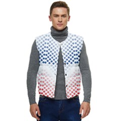 Dots-pointillism-abstract-chevron Men s Short Button Up Puffer Vest	 by Semog4