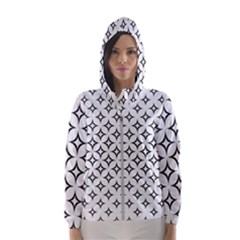 Star-curved-pattern-monochrome Women s Hooded Windbreaker by Semog4