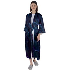 Glass-scifi-violet-ultraviolet Maxi Satin Kimono by Semog4