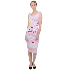 Cupcakes Wallpaper Paper Background Sleeveless Pencil Dress