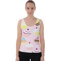 Cupcakes Wallpaper Paper Background Velvet Tank Top by Semog4