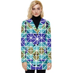 Mosaic-triangle-symmetry- Button Up Hooded Coat  by Semog4