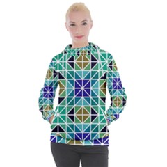 Mosaic-triangle-symmetry- Women s Hooded Pullover