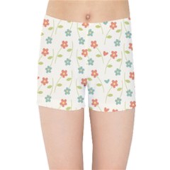 Floral-pattern-wallpaper-retro Kids  Sports Shorts by Semog4