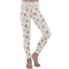 Floral-pattern-wallpaper-retro Kids  Lightweight Velour Classic Yoga Leggings by Semog4