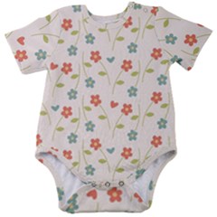 Floral-pattern-wallpaper-retro Baby Short Sleeve Bodysuit by Semog4