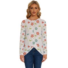 Floral-pattern-wallpaper-retro Long Sleeve Crew Neck Pullover Top by Semog4