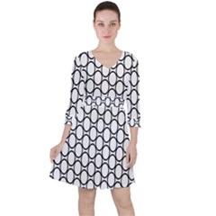 Black-pattern-halftone-wallpaper Quarter Sleeve Ruffle Waist Dress by Semog4