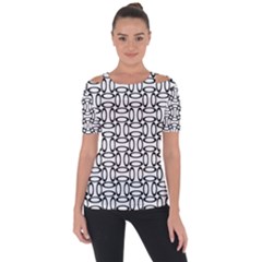 Ellipse-pattern-ellipse-dot-pattern Shoulder Cut Out Short Sleeve Top by Semog4