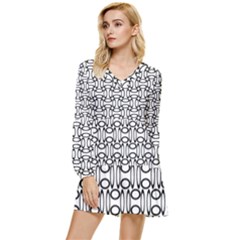 Ellipse-pattern-ellipse-dot-pattern Tiered Long Sleeve Mini Dress by Semog4