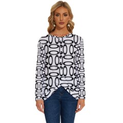 Ellipse-pattern-ellipse-dot-pattern Long Sleeve Crew Neck Pullover Top by Semog4