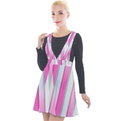 Geometric-3d-design-pattern-pink Plunge Pinafore Velour Dress by Semog4