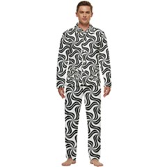 Soft-pattern-repeat-monochrome Men s Long Sleeve Velvet Pocket Pajamas Set by Semog4