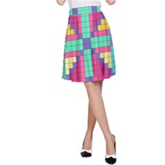 Checkerboard-squares-abstract--- A-line Skirt by Semog4